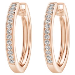 Natural Diamond Hoop Earrings in 14K Rose Gold (0.5cttw Color-I-J Clarity-I1-I2)