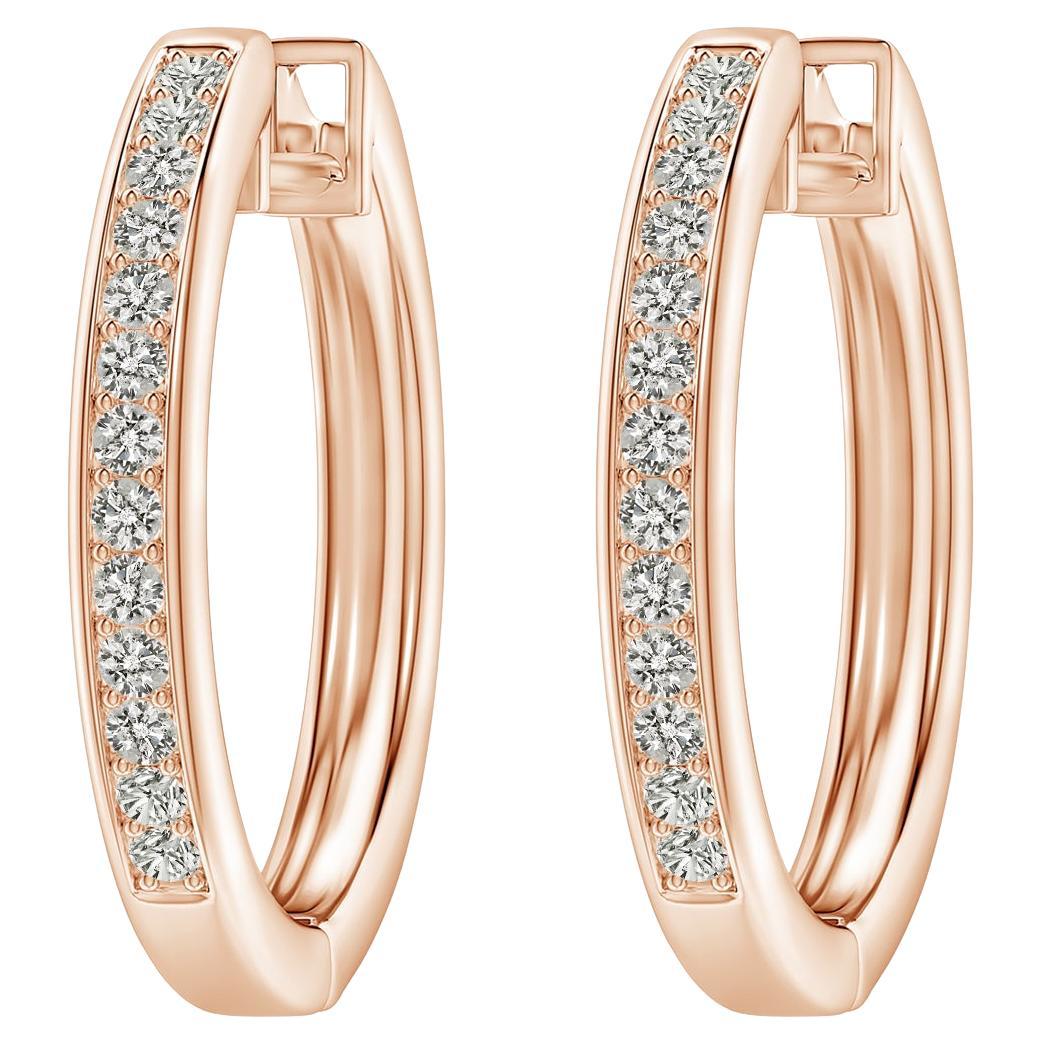 Natural Diamond Hoop Earrings in 14K Rose Gold (0.5cttw  Color-K  Clarity-I3)