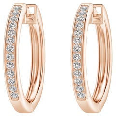 Natural Diamond Hoop Earrings in 14K Rose Gold(0.33cttw Color-I-J Clarity-I1-I2)