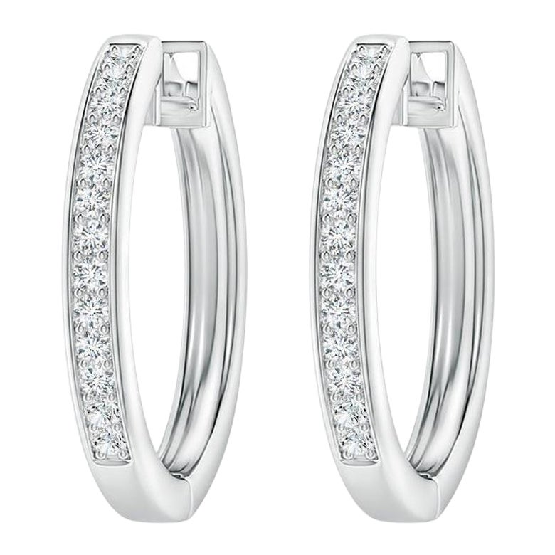 Natürliche Diamant-Creolen aus 14K Weißgold (0,07cttw Farbe-G Reinheit-VS2)