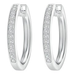 Orecchini a cerchio con diamanti naturali in oro bianco 14K (0,07cttw Colore-H Chiarezza-SI2)