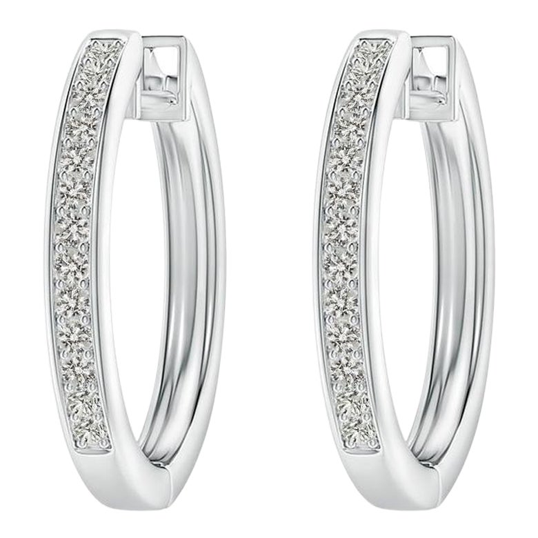 Orecchini a cerchio con diamanti naturali in oro bianco 14K (0,07cttw Colore-K Chiarezza-I3)