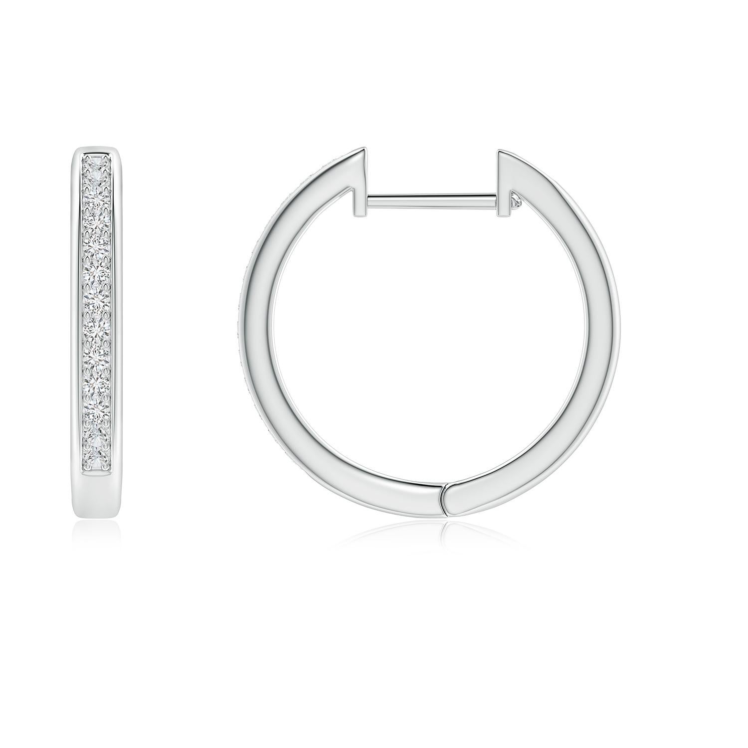 Round Cut Natural Diamond Hoop Earrings in 14K White Gold (0.2cttw Color-H Clarity-SI2) For Sale