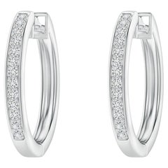 Natural Diamond Hoop Earrings in 14K White Gold (0.2cttw Color-H Clarity-SI2)