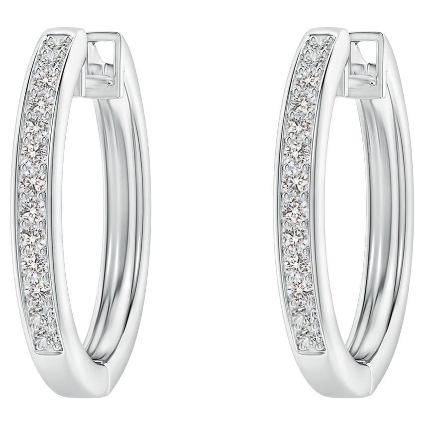 Natural Diamond Hoop Earrings in 14K White Gold (0.2cttw Color-I-J Clarity-I1I2) For Sale