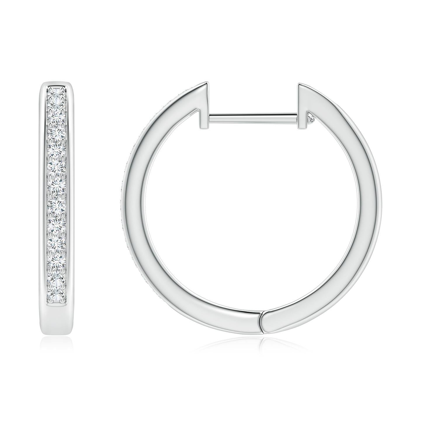 Round Cut Natural Diamond Hoop Earrings in 14K White Gold (0.33cttw Color-G Clarity-VS2) For Sale