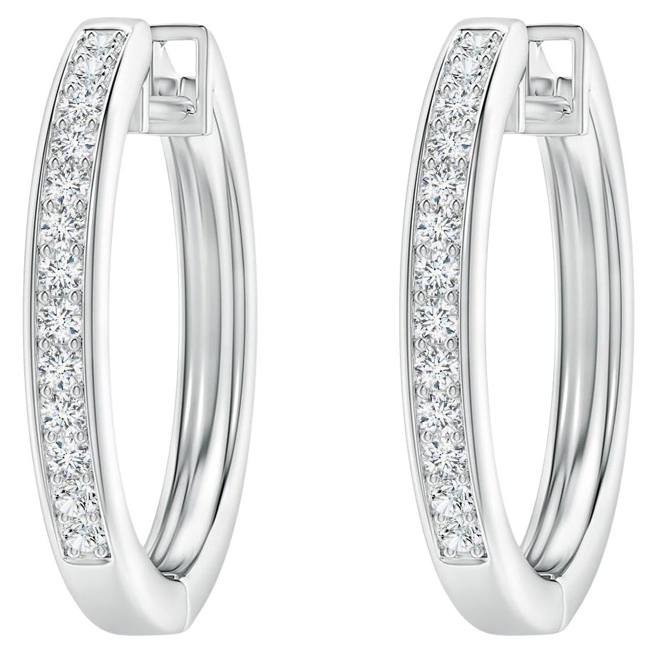 Natürliche Diamant-Creolen aus 14K Weißgold (0,33cttw Farbe-G Reinheit-VS2)
