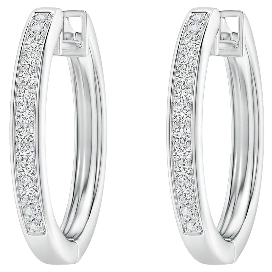 Orecchini a cerchio con diamanti naturali in oro bianco 14K (0,33cttw Colore-H Chiarezza-SI2)