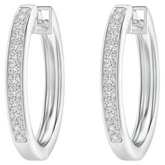 Natural Diamond Hoop Earrings in 14K White Gold (0.33cttw Color-H Clarity-SI2)