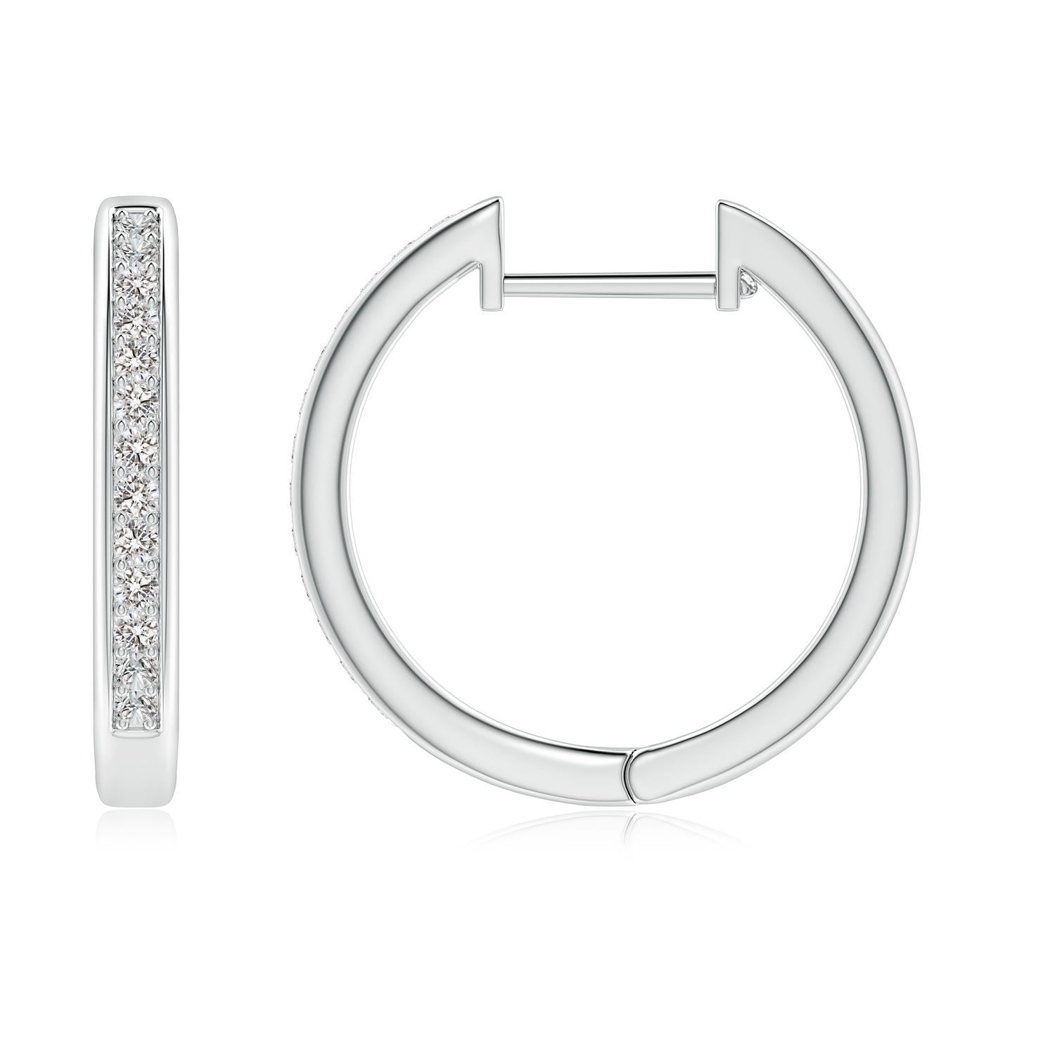 Round Cut Natural Diamond Hoop Earrings in 14K White Gold 0.33cttw Color-I-J Clarity-I1-I2 For Sale