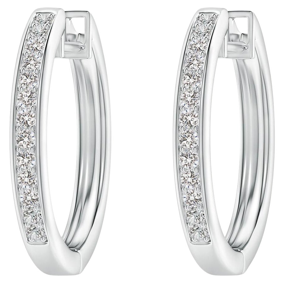 Natürliche Diamant-Creolen aus 14K Weißgold 0,33cttw Farbe-I-J Reinheit-I1-I2