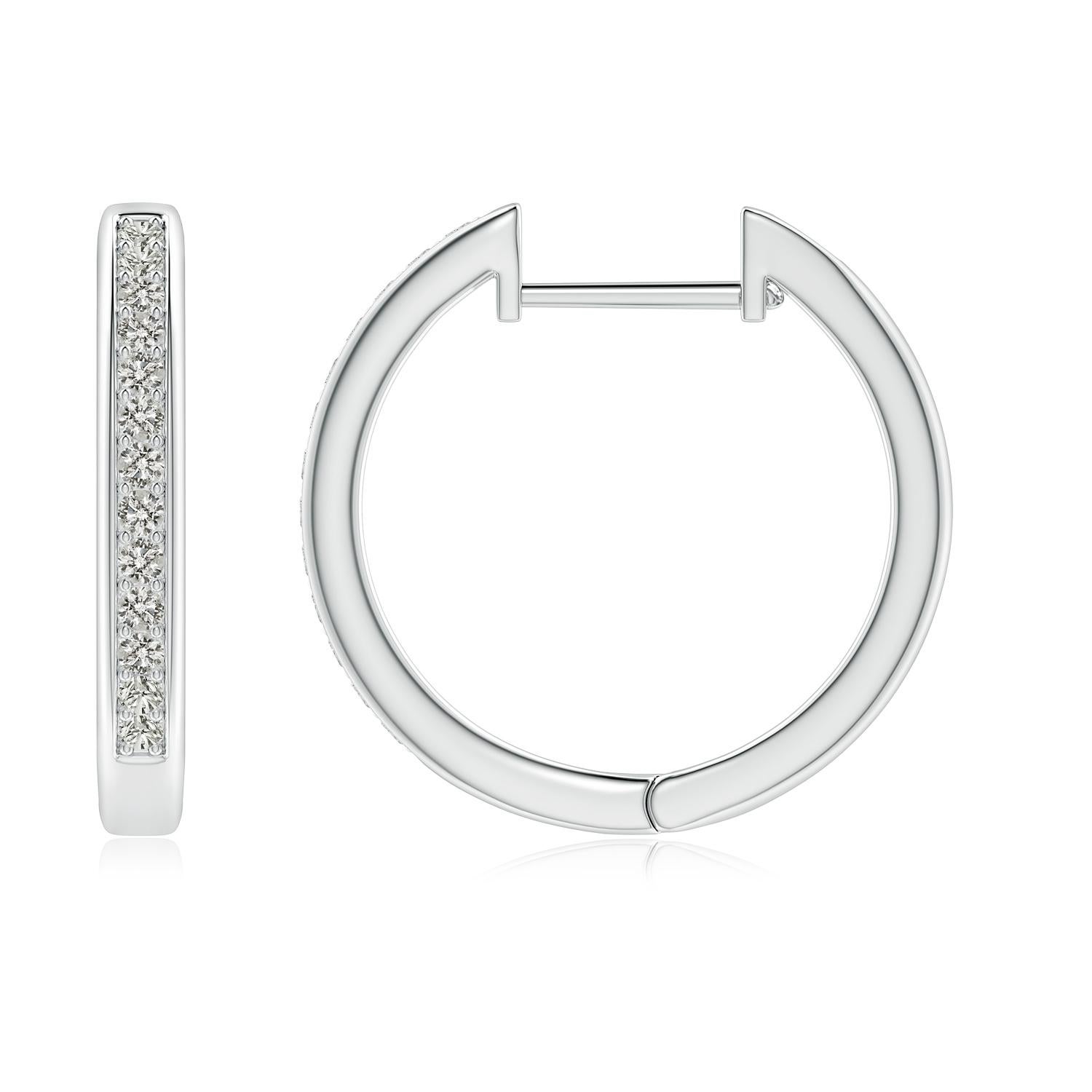 Round Cut Natural Diamond Hoop Earrings in 14K White Gold (0.33cttw Color-K Clarity-I3) For Sale
