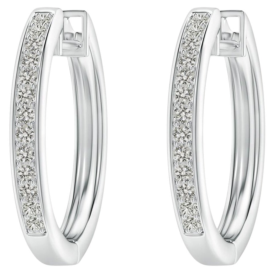 Natürliche Diamant-Creolen aus 14K Weißgold (0,33cttw Farbe-K Reinheit-K Clarity-I3)