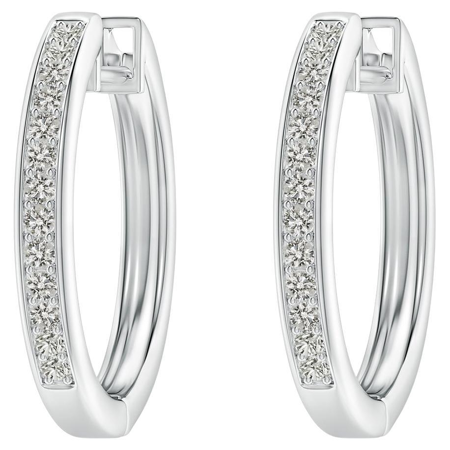 Natural Diamond Hoop Earrings in 14K White Gold (0.33cttw Color-K Clarity-I3)