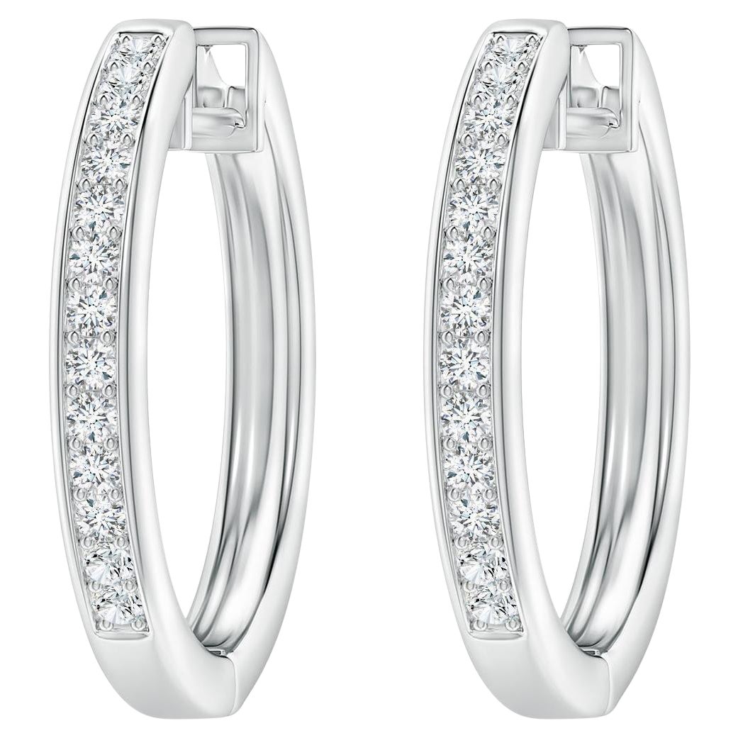 Natürliche Diamant-Creolen aus 14K Weißgold (0,5cttw Farbe-G Reinheit-VS2)