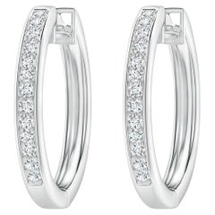 Natural Diamond Hoop Earrings in 14K White Gold (0.5cttw Color-G Clarity-VS2)
