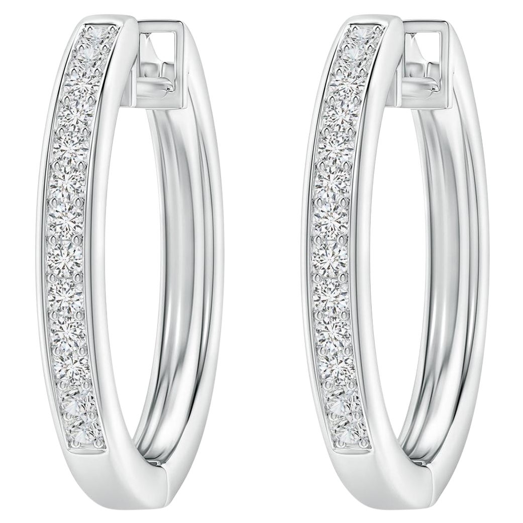 Orecchini a cerchio con diamanti naturali in oro bianco 14K (0,5cttw Colore-H Chiarezza-SI2)