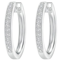 Orecchini a cerchio con diamanti naturali in oro bianco 14K (0,5cttw Colore-H Chiarezza-SI2)
