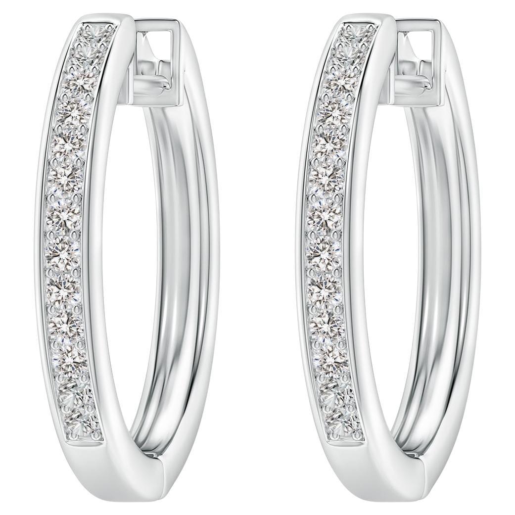Natural Diamond Hoop Earrings in 14K White Gold (0.5cttw Color-I-J Clarity-I1I2) For Sale