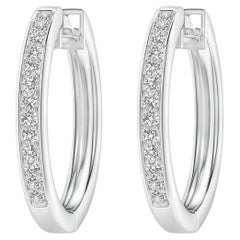 Natural Diamond Hoop Earrings in 14K White Gold (0.5cttw Color-I-J Clarity-I1I2)