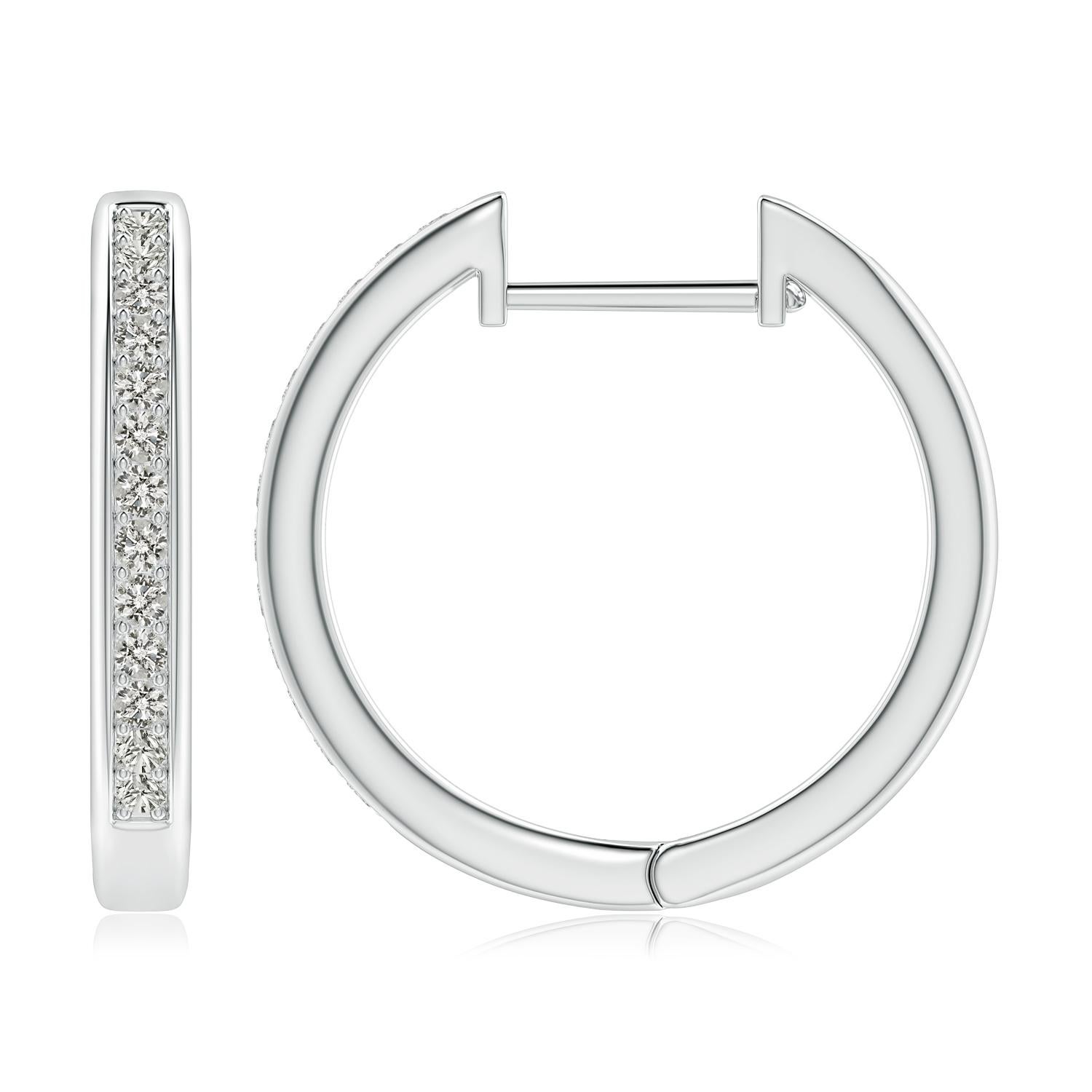 Round Cut Natural Diamond Hoop Earrings in 14K White Gold (0.5cttw Color-K Clarity-I3) For Sale