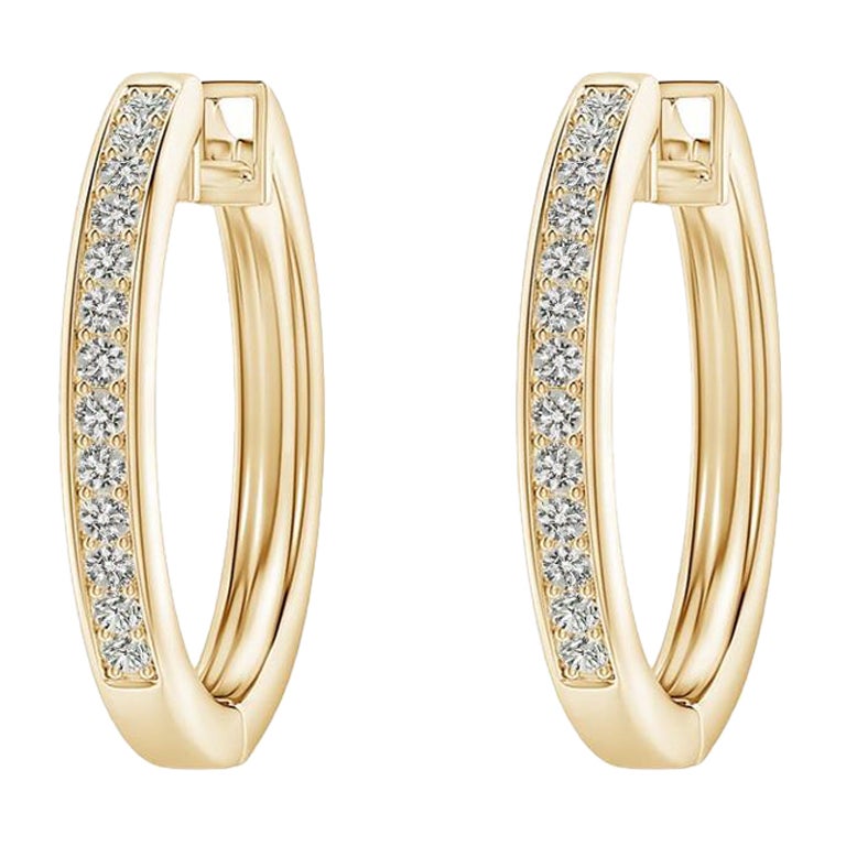 Créoles en or jaune 14 carats avec diamants naturels (0,07 cttw)  K.K.  Clarté-I3)