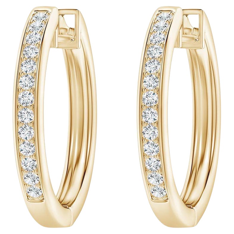Boucles d'oreilles en or jaune 14 carats avec diamants naturels (0,2 cttw Couleur-G pureté-VS2)