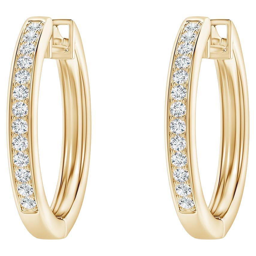 Natural Diamond Hoop Earrings in 14K Yellow Gold (0.2cttw Color-G Clarity-VS2)