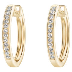 Natural Diamond Hoop Earrings in 14K Yellow Gold 0.2cttw Color-I-J Clarity-I1-I2