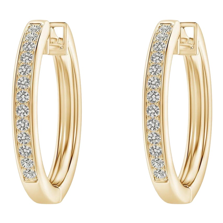 Créoles en or jaune 14 carats avec diamants naturels (0,2 cttw)  K.K.  Clarté-I3)