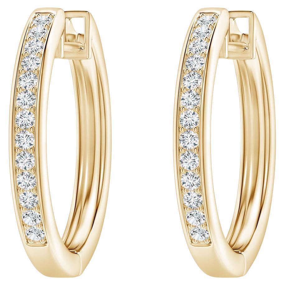 Natural Diamond Hoop Earrings in 14K Yellow Gold (0.33cttw Color-G Clarity-VS2)
