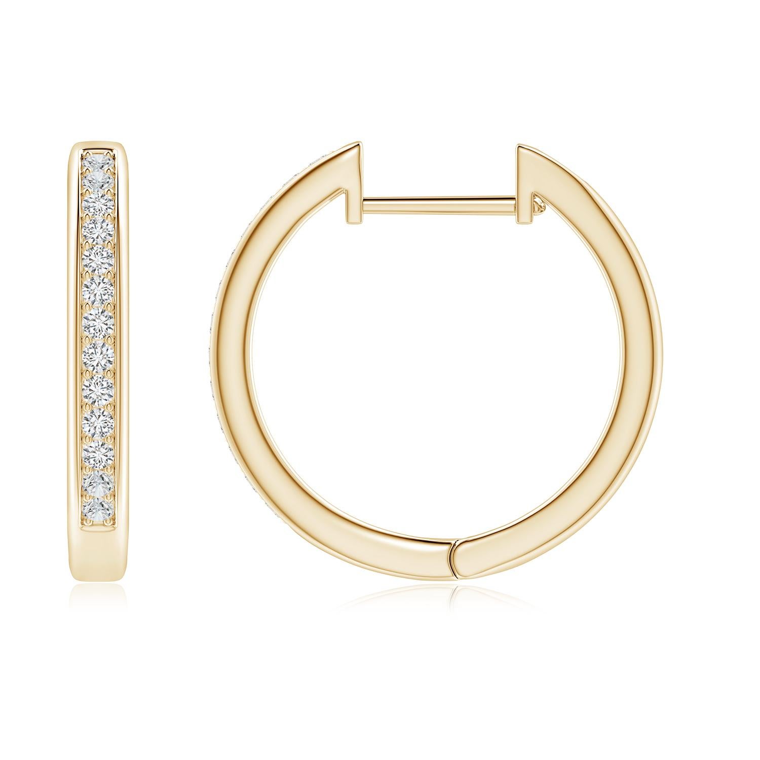 Round Cut Natural Diamond Hoop Earrings in 14K Yellow Gold (0.33cttw Color-H Clarity-SI2) For Sale