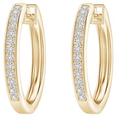 Natural Diamond Hoop Earrings in 14K Yellow Gold (0.33cttw Color-H Clarity-SI2)