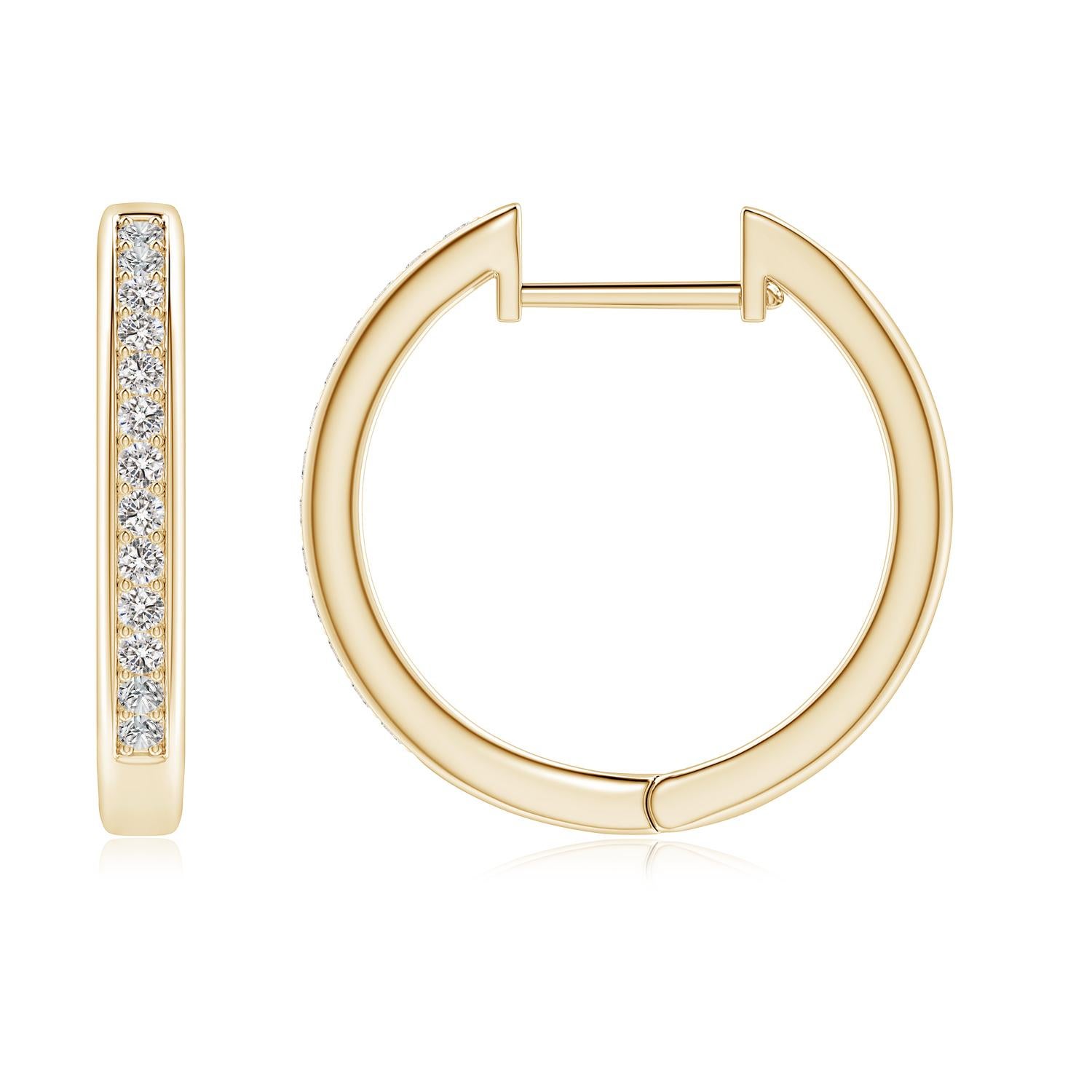 Round Cut Natural Diamond Hoop Earrings in 14K Yellow Gold 0.33cttw Color-I-J Clarity-I1I2 For Sale