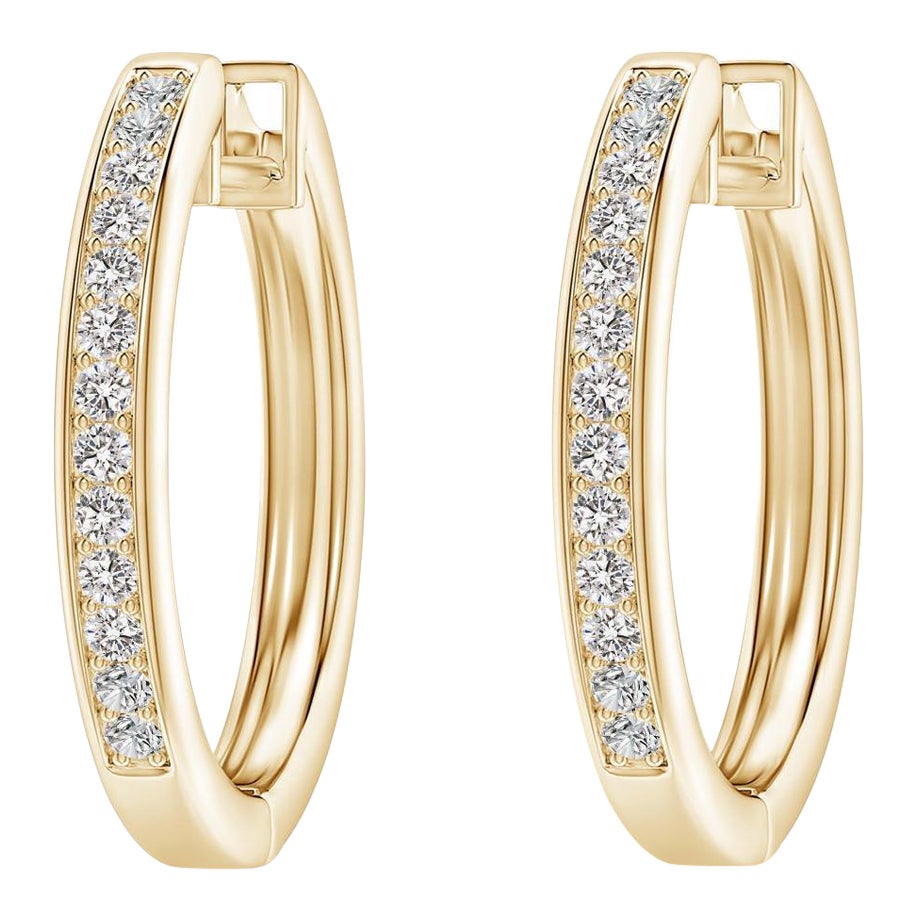 Créoles en or jaune 14 carats avec diamants naturels 0,33 carat poids total - I-J pureté - I1I2