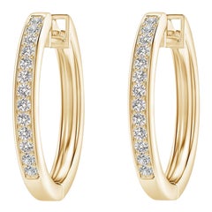 Créoles en or jaune 14 carats avec diamants naturels 0,33 carat poids total - I-J pureté - I1I2