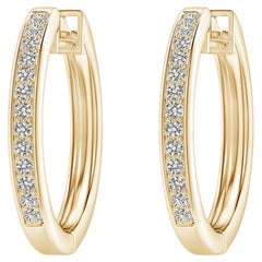 Natural Diamond Hoop Earrings in 14K Yellow Gold (0.33cttw  Color-K  Clarity-I3)