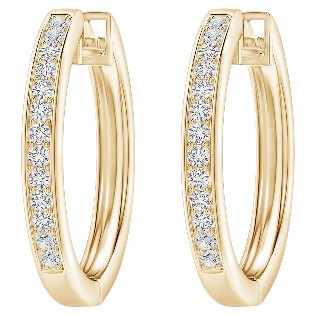 Boucles d'oreilles en or jaune 14K avec diamant naturel (0.5cttw)  Couleur-H  Clarté-SI2)