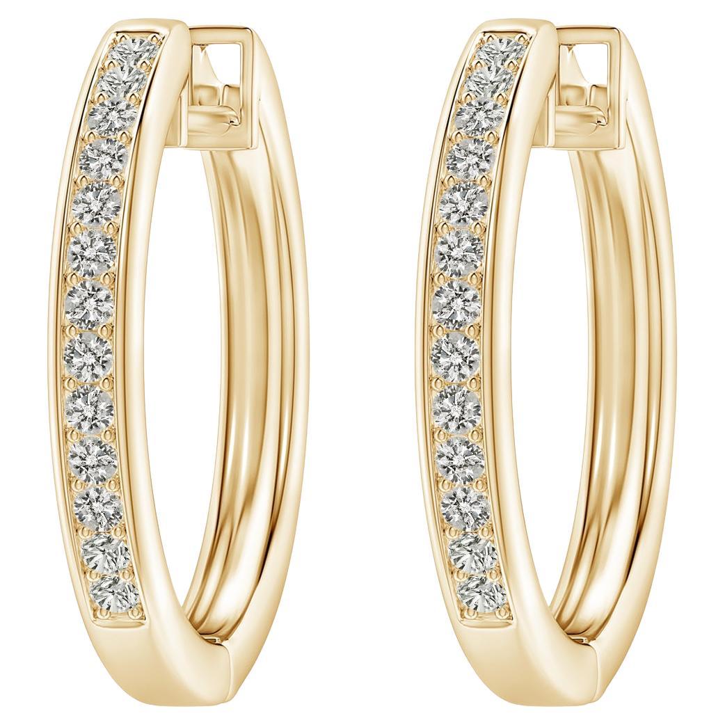 Natural Diamond Hoop Earrings in 14K Yellow Gold (0.5cttw  Color-K  Clarity-I3)