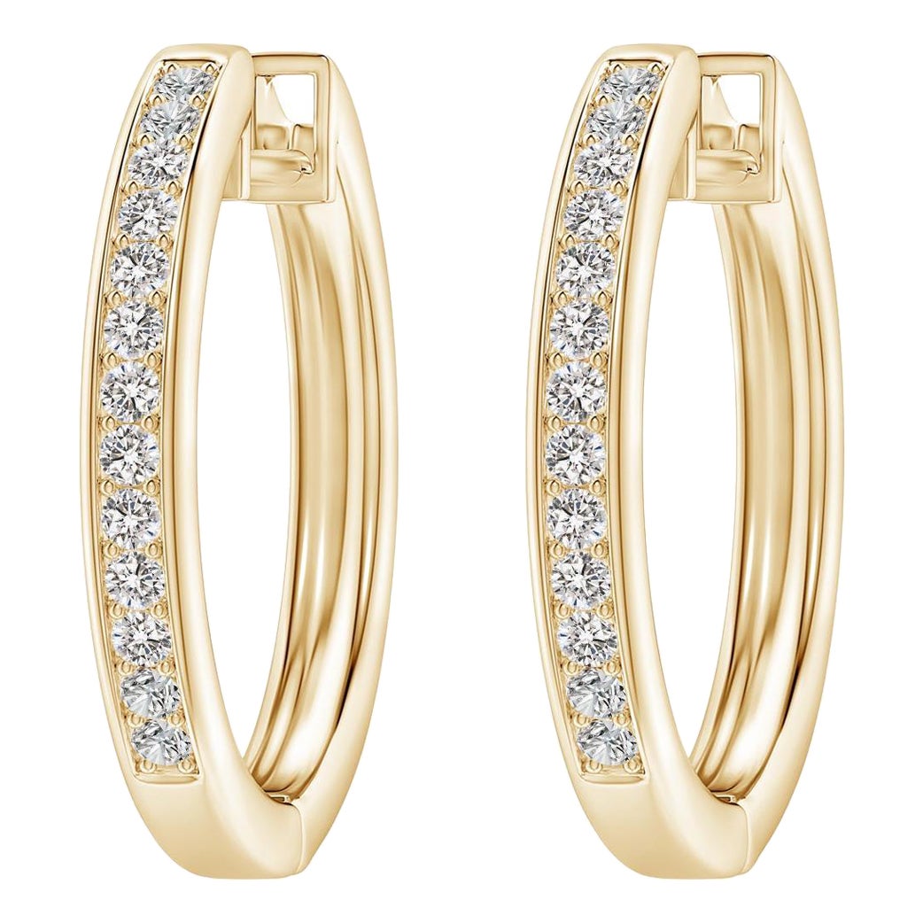 Créoles en or jaune 14 carats avec diamants naturels (0,5 carattw Couleur-I-J Clarté-I1I2)