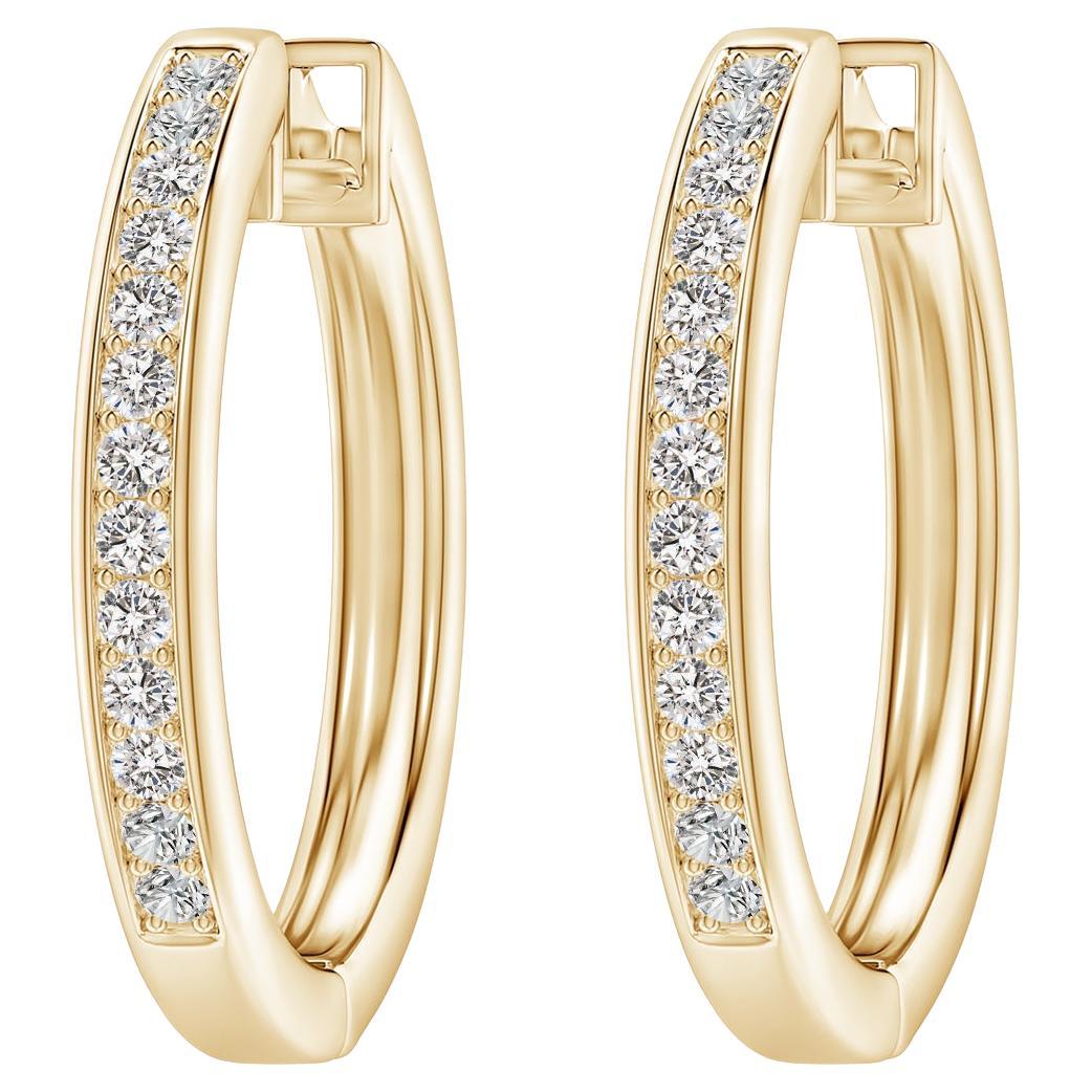Natural Diamond Hoop Earrings in 14K Yellow Gold(0.5cttw Color-I-J Clarity-I1I2) For Sale