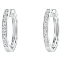 Natural Diamond Hoop Earrings in Platinum (0.07cttw Color-H Clarity-SI2)