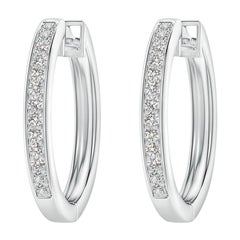 Orecchini a cerchio con diamanti naturali in platino (0,07cttw Colore-I-J Chiarezza-I1-I2)