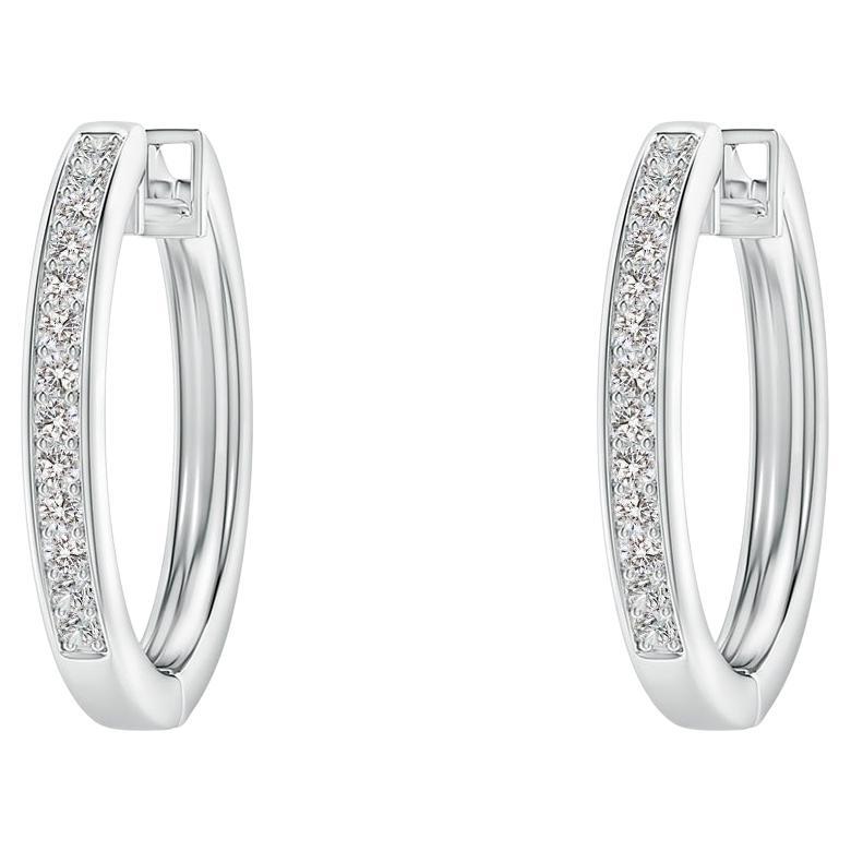 Natural Diamond Hoop Earrings in Platinum (0.07cttw Color-I-J Clarity-I1-I2)