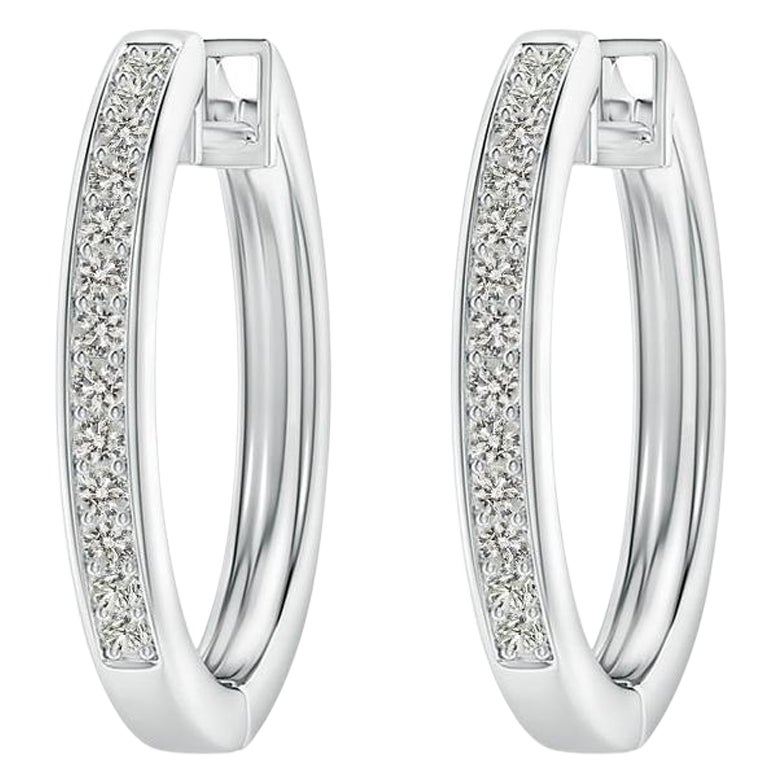 Pendientes de aro de diamante natural en platino (0,07 ctw Color-K Claridad-I3)