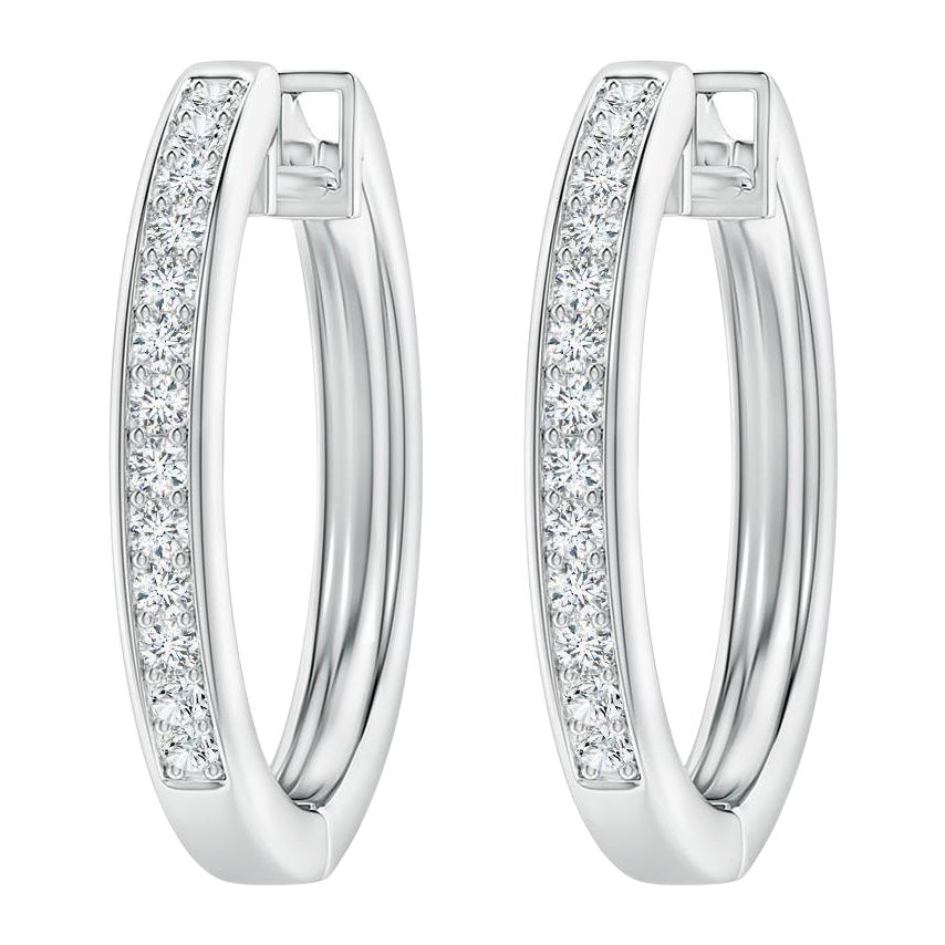 Pendientes de aro de diamante natural en platino (0,2 ctw Color-G Claridad-VS2)