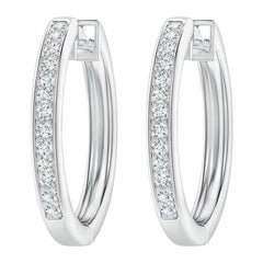 Pendientes de aro de diamante natural en platino (0,2 ctw Color-G Claridad-VS2)