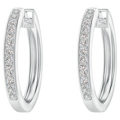 Natural Diamond Hoop Earrings in Platinum (0.2cttw Color-I-J Clarity-I1-I2)