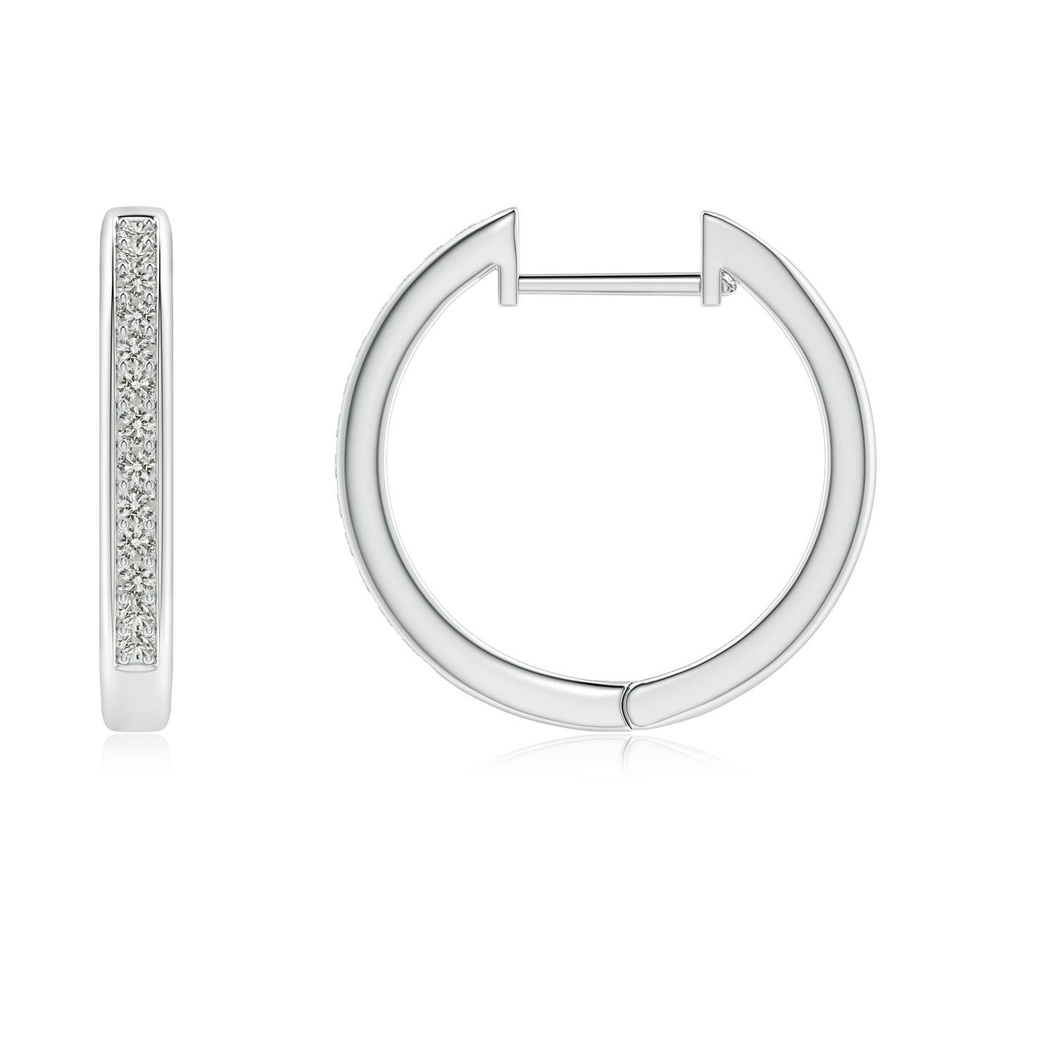 Round Cut Natural Diamond Hoop Earrings in Platinum (0.2cttw Color-K Clarity-I3) For Sale