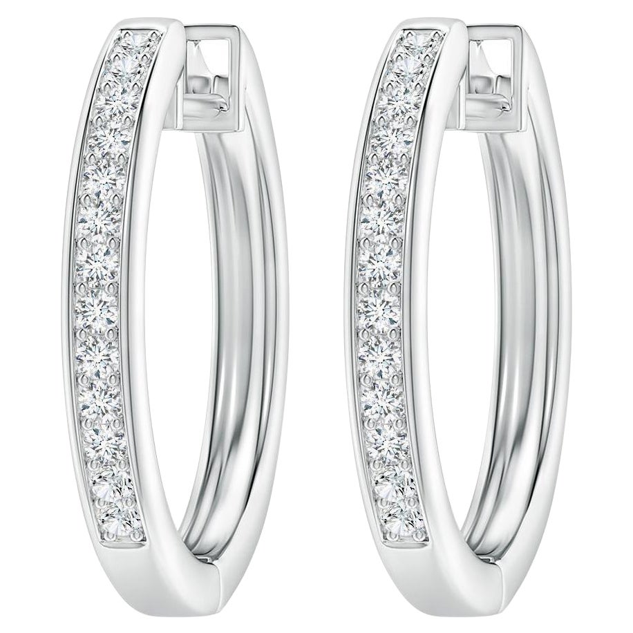 Pendientes de aro de diamante natural en platino (0,33 ctw Color-G Claridad-VS2)